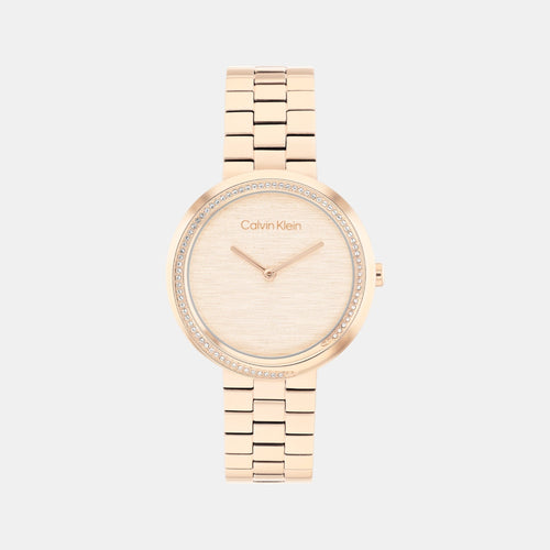 Twisted Bezel Women Quartz Gold Dial Analog Stainless Steel Watch 25100166