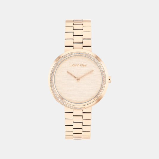 Twisted Bezel Women Quartz Gold Dial Analog Stainless Steel Watch 25100166