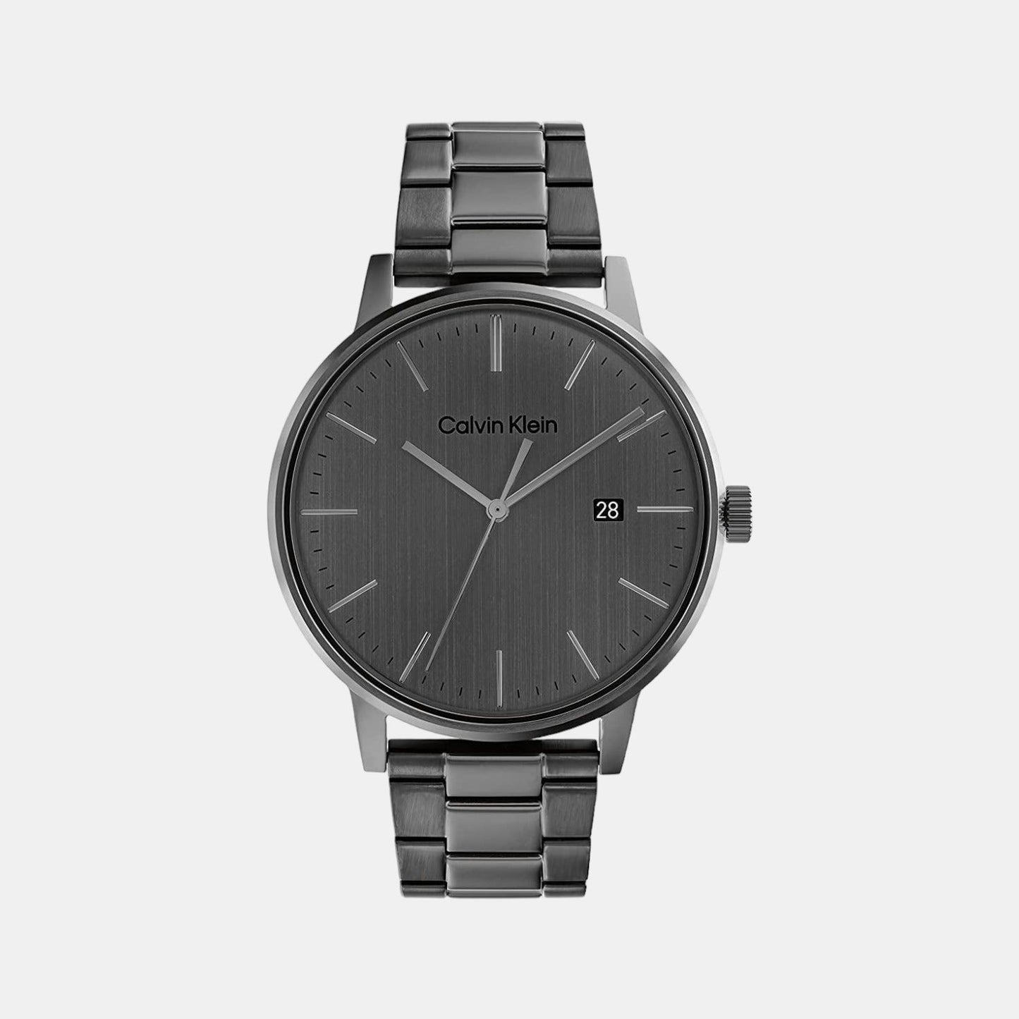 Linked Bracelet Men Quartz Grey Dial Analog Stainless Steel Watch 25200054