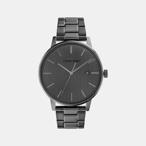 Linked Bracelet Men Quartz Grey Dial Analog Stainless Steel Watch 25200054