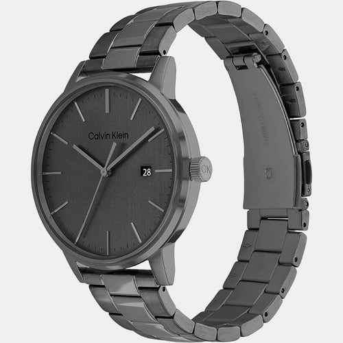 Linked Bracelet Men Quartz Grey Dial Analog Stainless Steel Watch 25200054