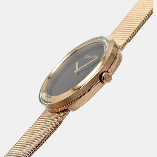 Twisted Bezel Women Quartz Black Dial Analog Mesh Watch 25200151