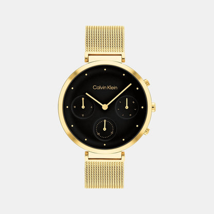 Minimalistic T-Bar Women Quartz Black Dial Chronograph Stainless Steel Watch 25200287