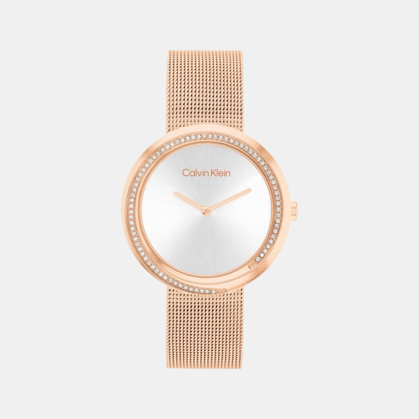 Twisted Bezel Women Quartz Silver Dial Analog Mesh Watch 25200312