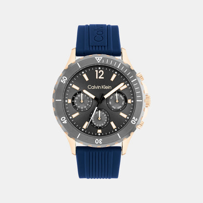 Sport For Him Men Quartz Grey Dial Chronograph Silicone Watch 25200316