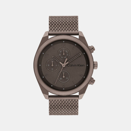 Impact Men Quartz Brown Dial Chronograph Stainless Steel Watch 25200361
