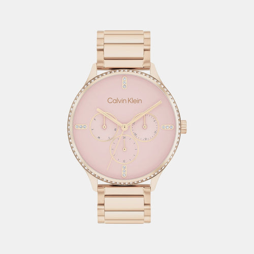 Ck Dress Women Quartz Pink Dial Multi-Function Stainless Steel Watch 25200370
