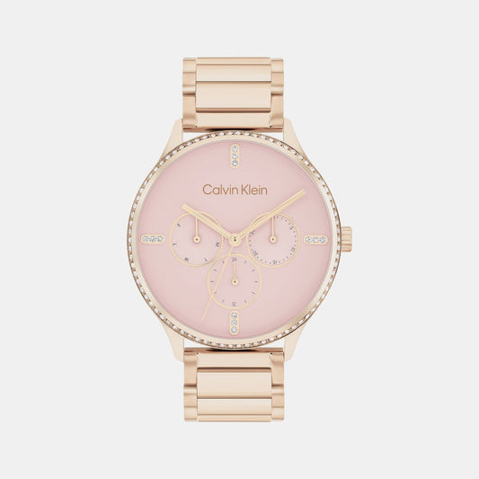 Ck Dress Women Quartz Pink Dial Multi-Function Stainless Steel Watch 25200370