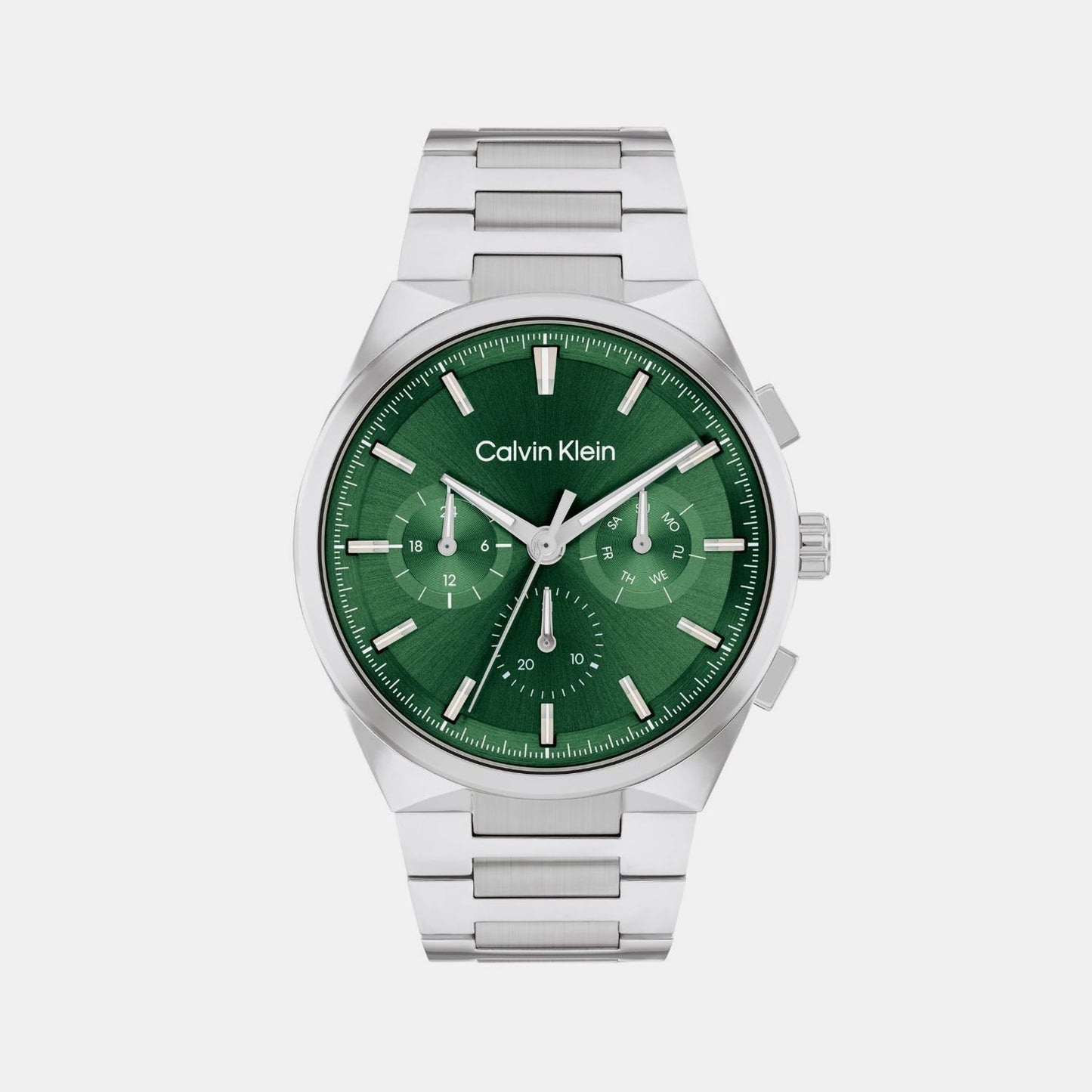 Distinguish Men Quartz Green Dial Multi-Function Stainless Steel Watch 25200441