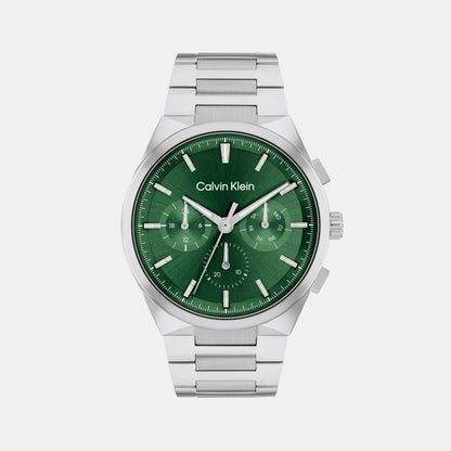 Distinguish Men Quartz Green Dial Multi-Function Stainless Steel Watch 25200441