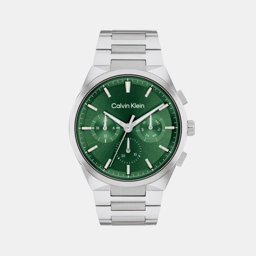 Distinguish Men Quartz Green Dial Multi-Function Stainless Steel Watch 25200441