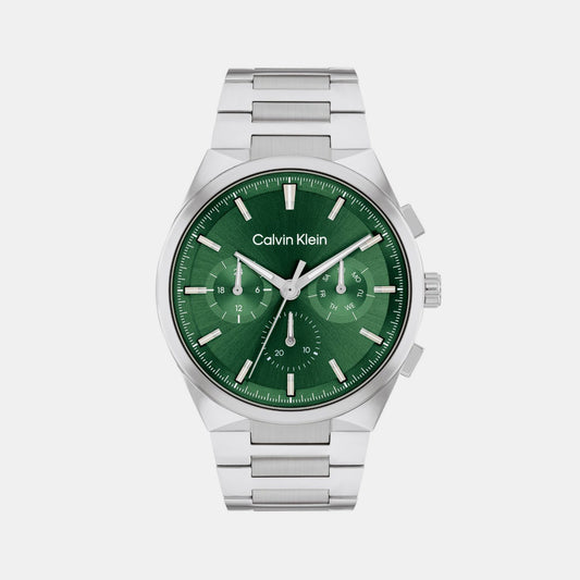 Distinguish Men Quartz Green Dial Multi-Function Stainless Steel Watch 25200441