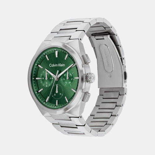 Distinguish Men Quartz Green Dial Multi-Function Stainless Steel Watch 25200441
