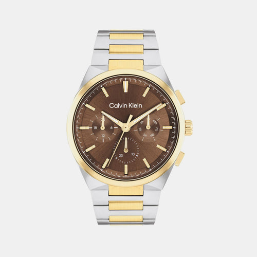 Distinguish Men Quartz Brown Dial Multi-Function Stainless Steel Watch 25200442