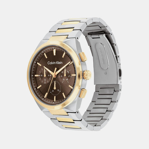 Distinguish Men Quartz Brown Dial Multi-Function Stainless Steel Watch 25200442