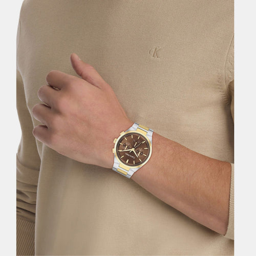 Distinguish Men Quartz Brown Dial Multi-Function Stainless Steel Watch 25200442