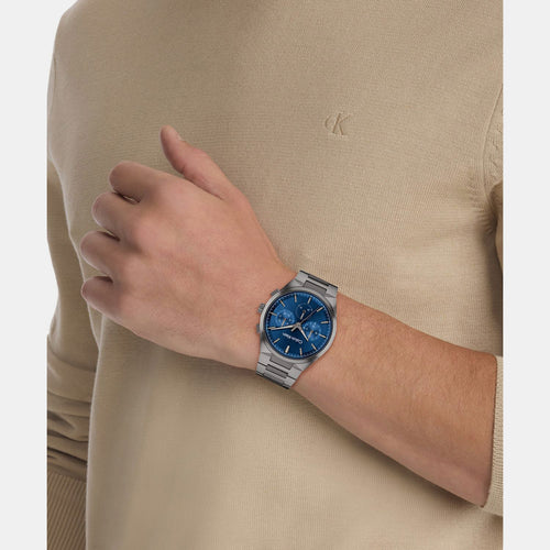 Distinguish Men Quartz Blue Dial Chronograph Stainless Steel Watch 25200443