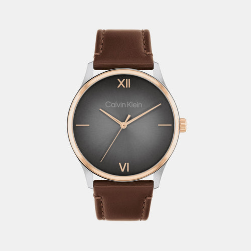 Ascend Men Quartz Grey Dial Analog Leather Watch 25200453