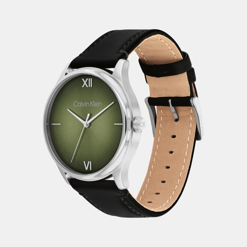 Ascend Men Quartz Green Dial Analog Leather Watch 25200454