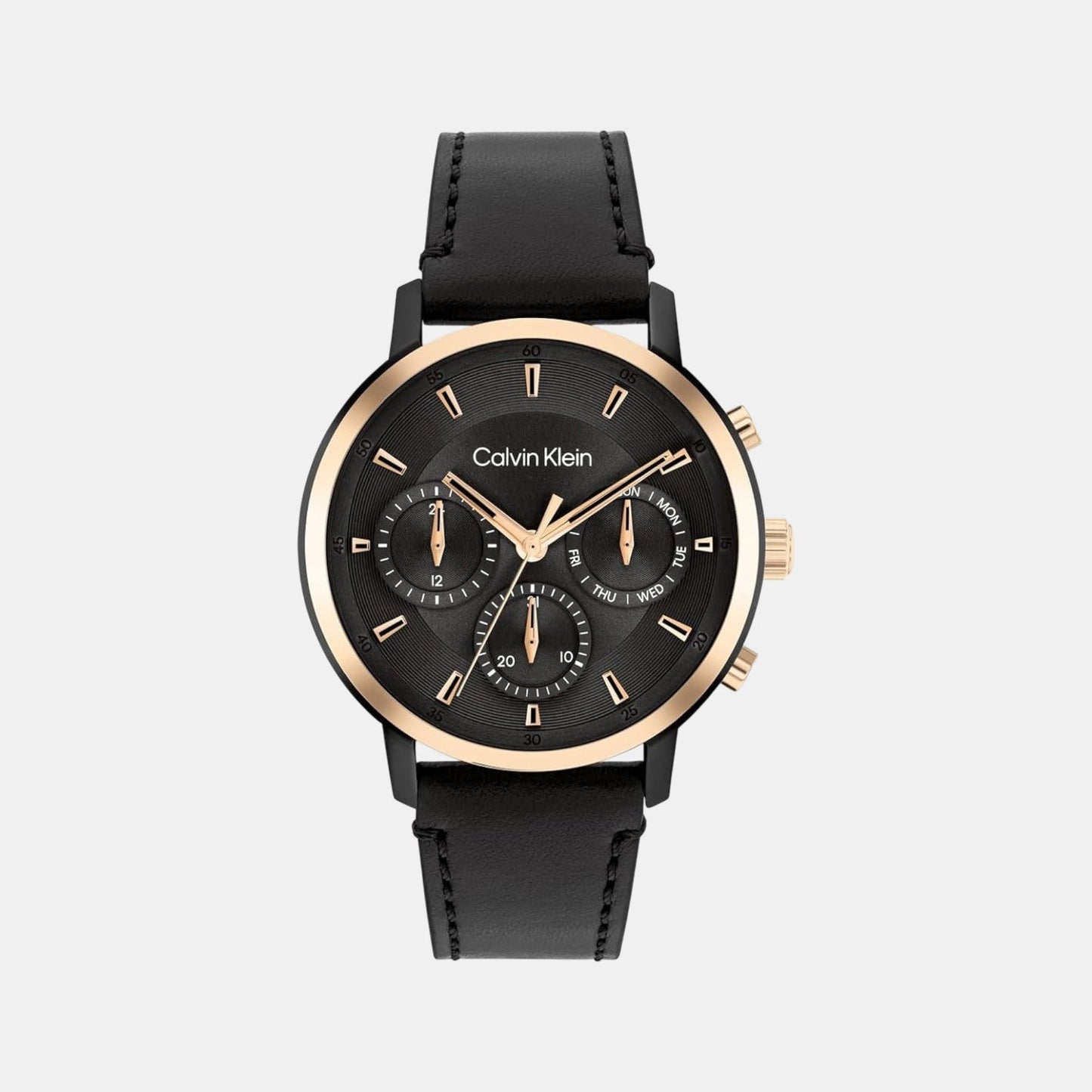 Gauge Men Quartz Black Dial Multi-Function Leather Watch 25200499