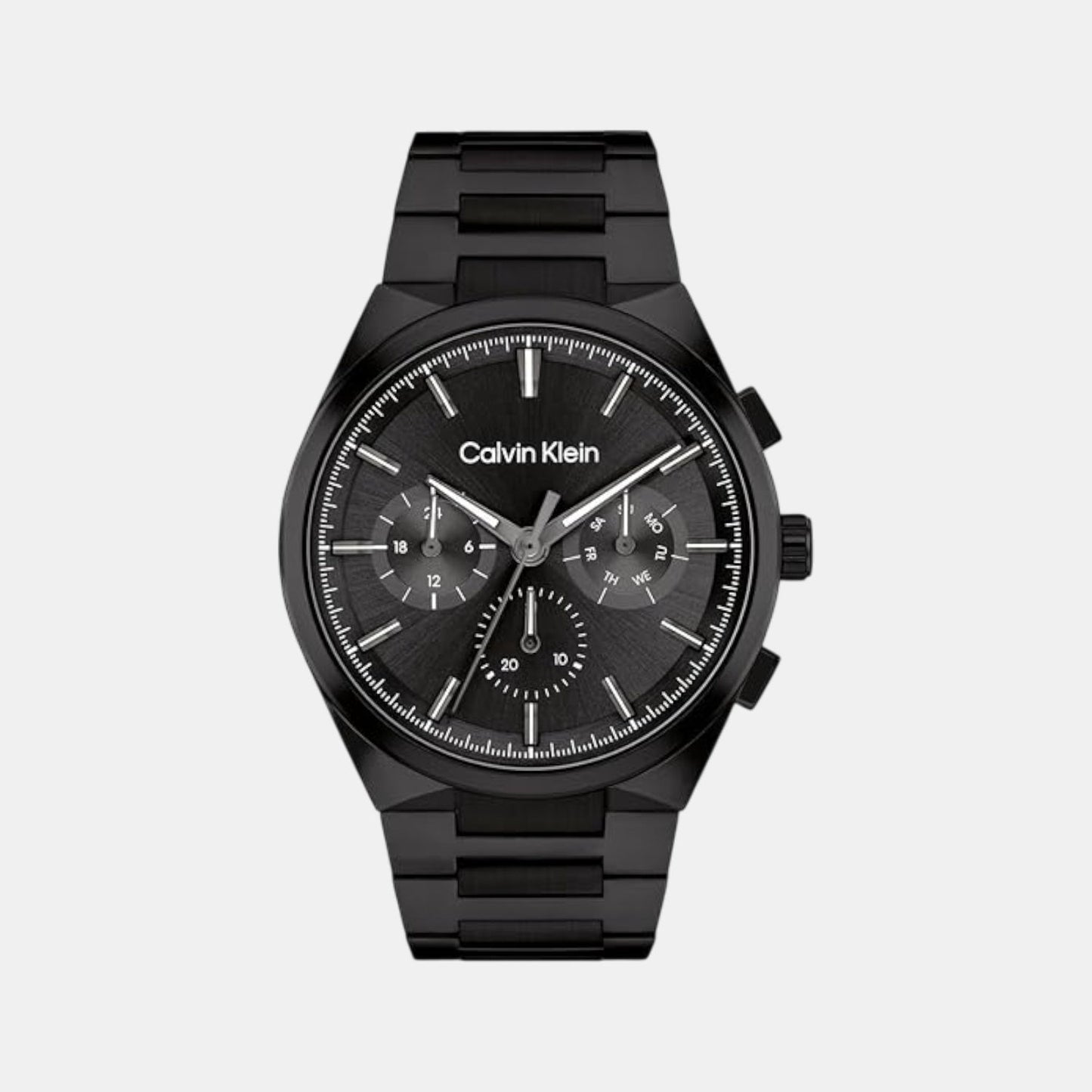 Distinguish Men Quartz Black Dial Multi-Function Stainless Steel Watch 25200505