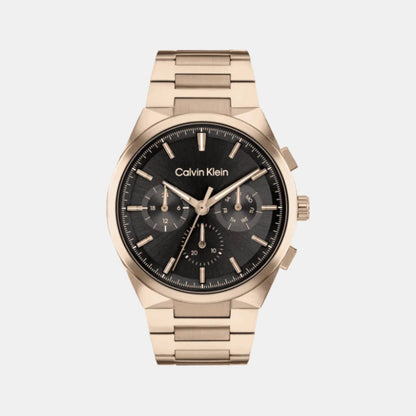 Distinguish Men Quartz Black Dial Multi-Function Stainless Steel Watch 25200506