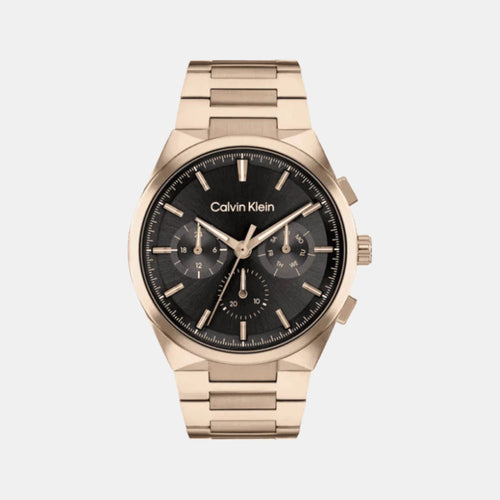 Distinguish Men Quartz Black Dial Multi-Function Stainless Steel Watch 25200506