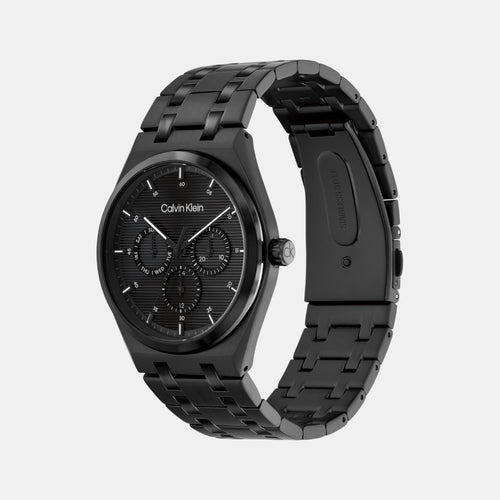 Ck Motion Men Quartz Black Dial Multi-Function Stainless Steel Watch 25200522