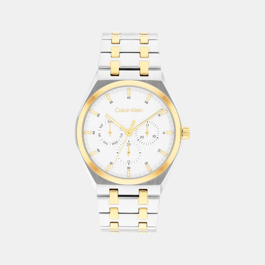 Ck Motion Men Quartz White Dial Multi-Function Stainless Steel Watch 25200533
