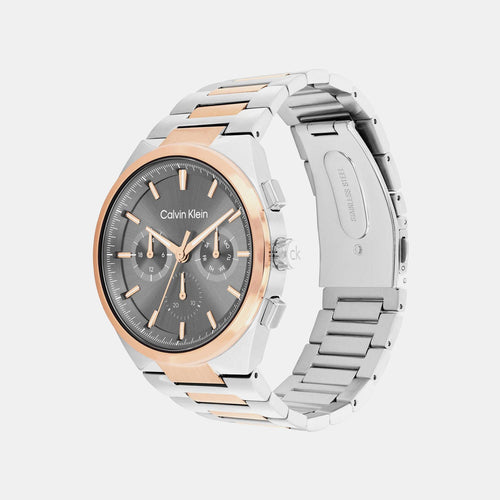 Distinguish Men Quartz Grey Dial Multi-Function Stainless Steel Watch 25200536