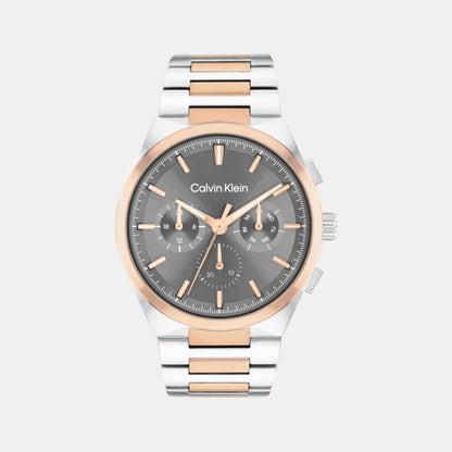 Distinguish Men Quartz Grey Dial Multi-Function Stainless Steel Watch 25200536