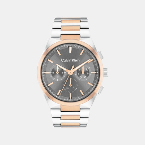 Distinguish Men Quartz Grey Dial Multi-Function Stainless Steel Watch 25200536