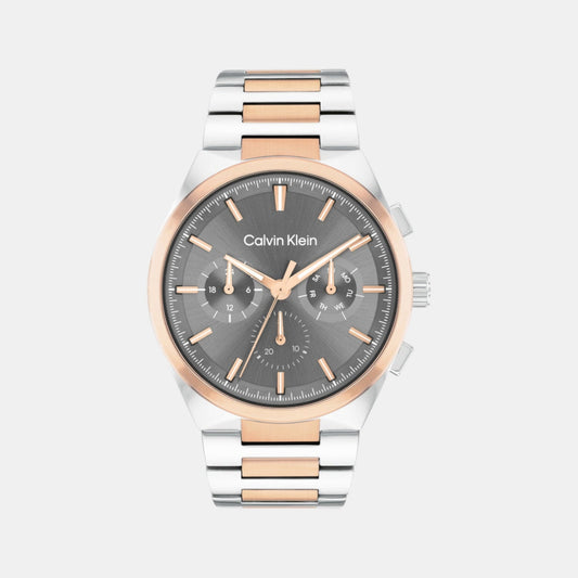Distinguish Men Quartz Grey Dial Multi-Function Stainless Steel Watch 25200536