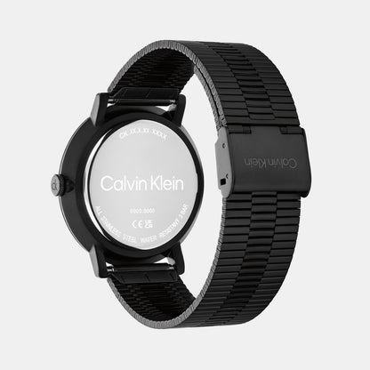 Men Quartz Black Dial Analog Stainless Steel Watch 25200550