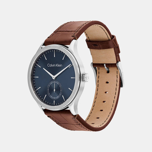 Tailored Men Quartz Blue Dial Analog Leather Watch 25200552