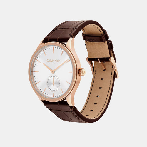 Ck Tailored Men Quartz Silver Dial Analog Leather Watch 25200553
