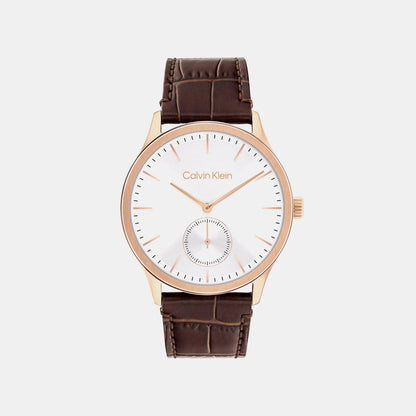 Ck Tailored Men Quartz Silver Dial Analog Leather Watch 25200553