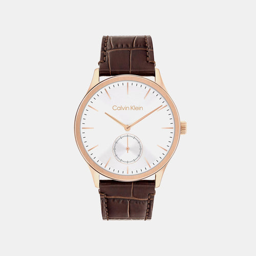 Ck Tailored Men Quartz Silver Dial Analog Leather Watch 25200553