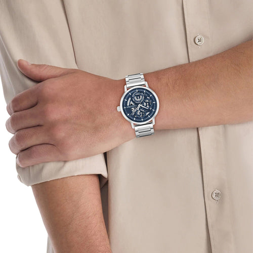Men Quartz Blue Dial Analog Stainless Steel Watch 25200562