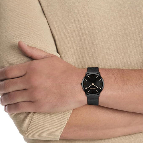 Exceptional Unisex Quartz Black Dial Analog Stainless Steel Watch 25300002