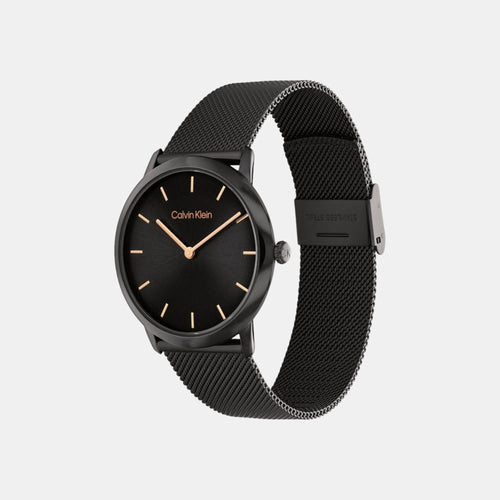 Exceptional Unisex Quartz Black Dial Analog Stainless Steel Watch 25300002
