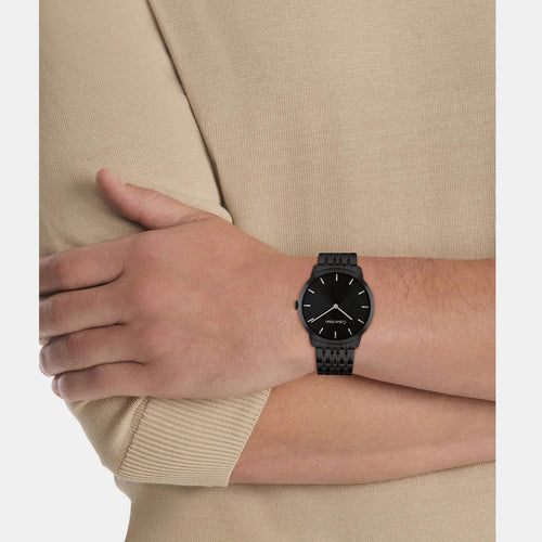 Intrigue Unisex Quartz Black Dial Analog Stainless Steel Watch 25300008