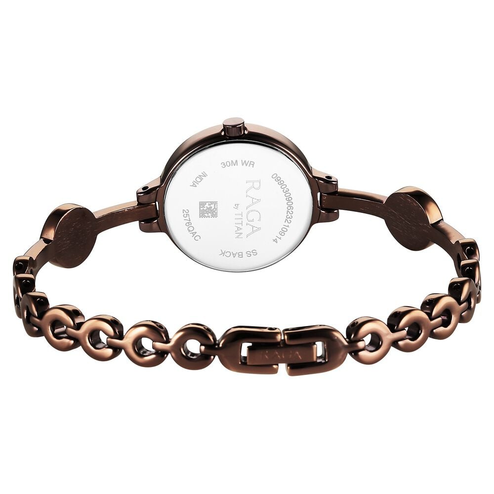 Titan Raga Viva Quartz Analog Rose Gold Dial Brown Metal Strap Watch for Women - NU2576QM01