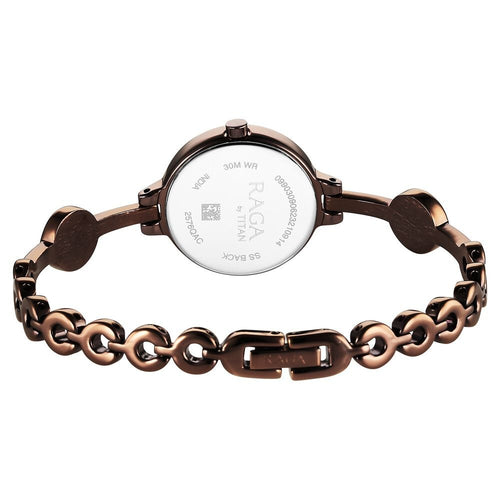 Titan Raga Viva Quartz Analog Rose Gold Dial Brown Metal Strap Watch for Women - NU2576QM01
