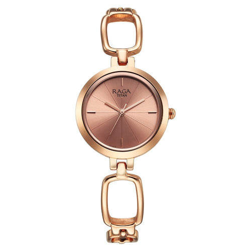 Titan Raga Quartz Analog Rose Gold Round Dial Rose Gold Metal Strap Watch For Women - NU2725WM01