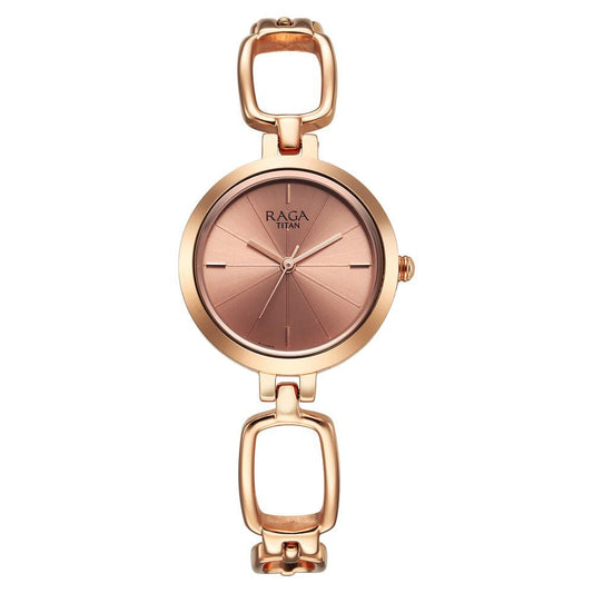 Titan Raga Quartz Analog Rose Gold Round Dial Rose Gold Metal Strap Watch For Women - NU2725WM01