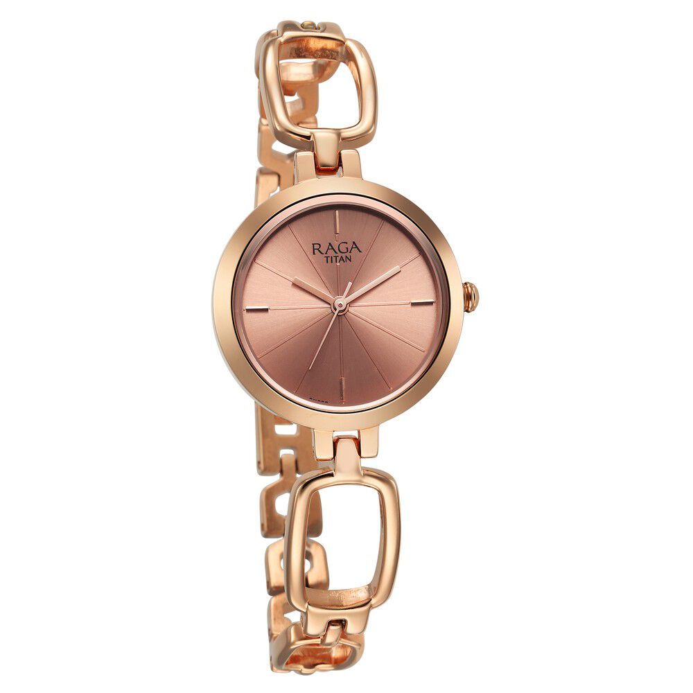 Titan Raga Quartz Analog Rose Gold Round Dial Rose Gold Metal Strap Watch For Women - NU2725WM01