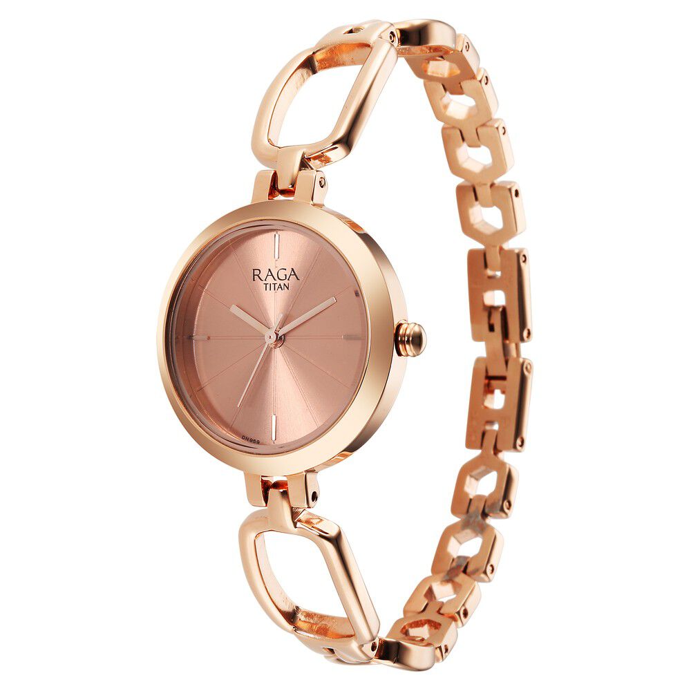 Titan Raga Quartz Analog Rose Gold Round Dial Rose Gold Metal Strap Watch For Women - NU2725WM01