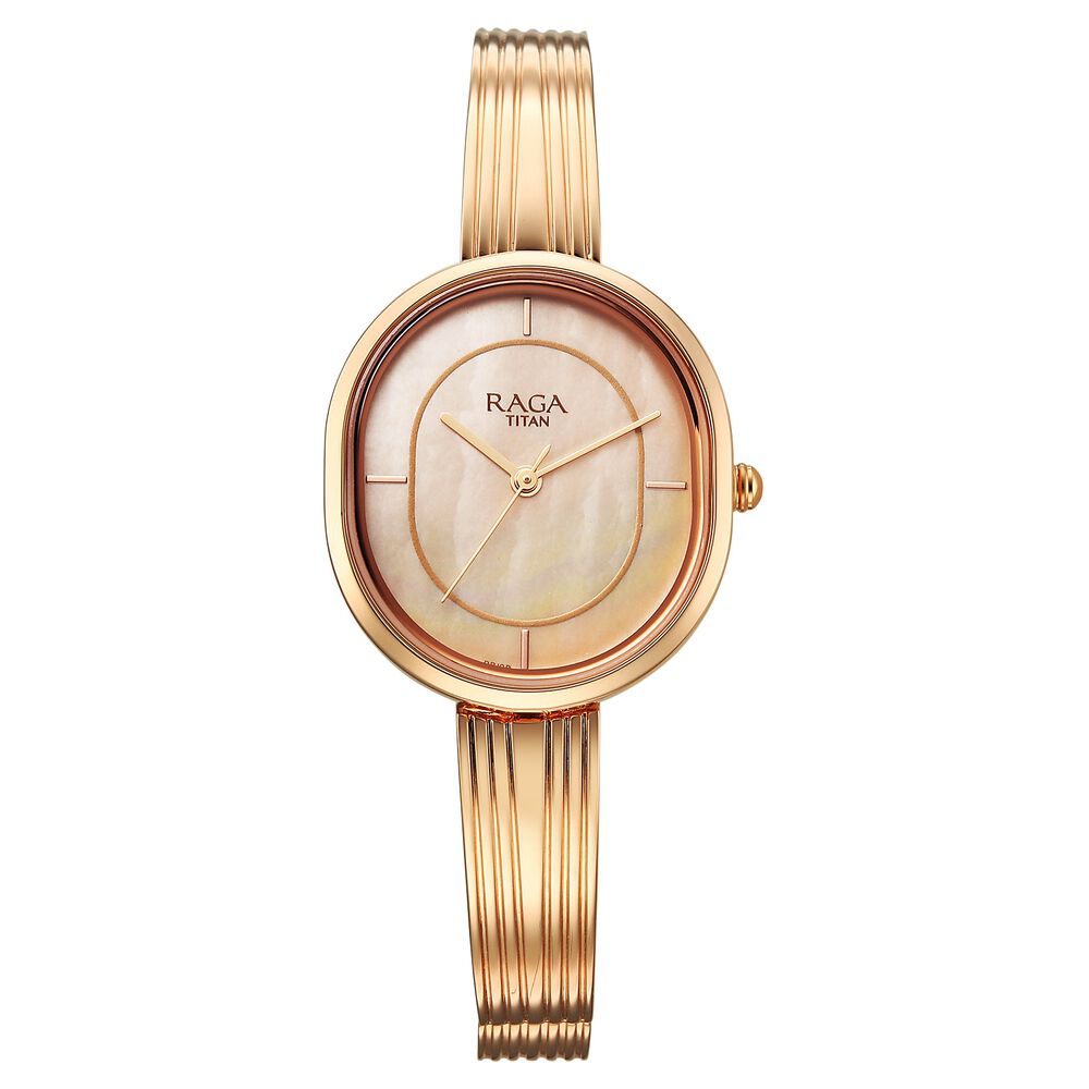 Titan Raga Contempore Quartz Analog Rose Gold Mother Of Pearl Dial Metal Strap Watch For Women - NU2776WM01F