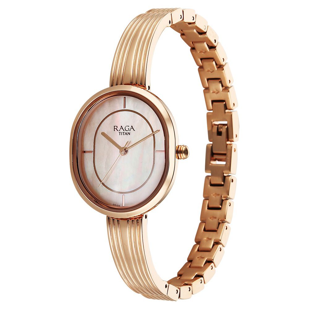 Titan Raga Contempore Quartz Analog Rose Gold Mother Of Pearl Dial Metal Strap Watch For Women - NU2776WM01F